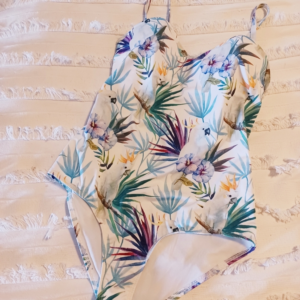 ModCloth High Dive One Piece Parrot Palm Swimsuit - Picture 2 of 3
